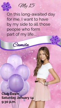 Joyful Princess Quinceañera Card Invitation P Digitalanzeige (9:16) template