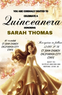 Joyful Quinceanera Birthday Invitation Templa Tabloide template