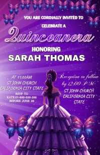 Joyful Quinceanera Birthday Invitation Templa Tabloide template