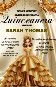 Joyful Quinceanera Birthday Invitation Templa Tabloid template