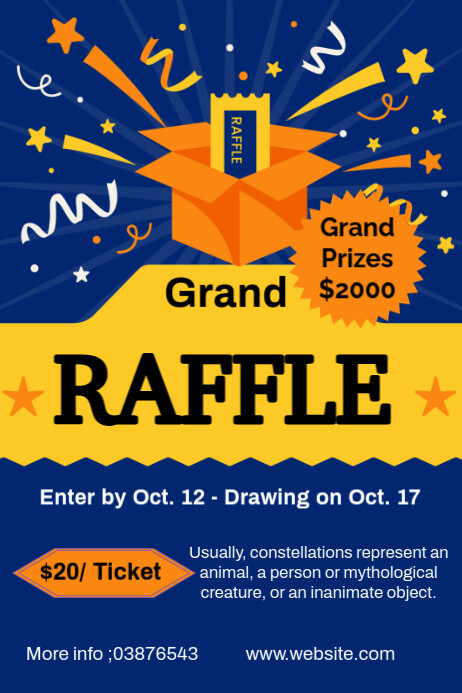Generic Raffle Poster Joyful Raffle Ticket Poster Template | PosterMyWall