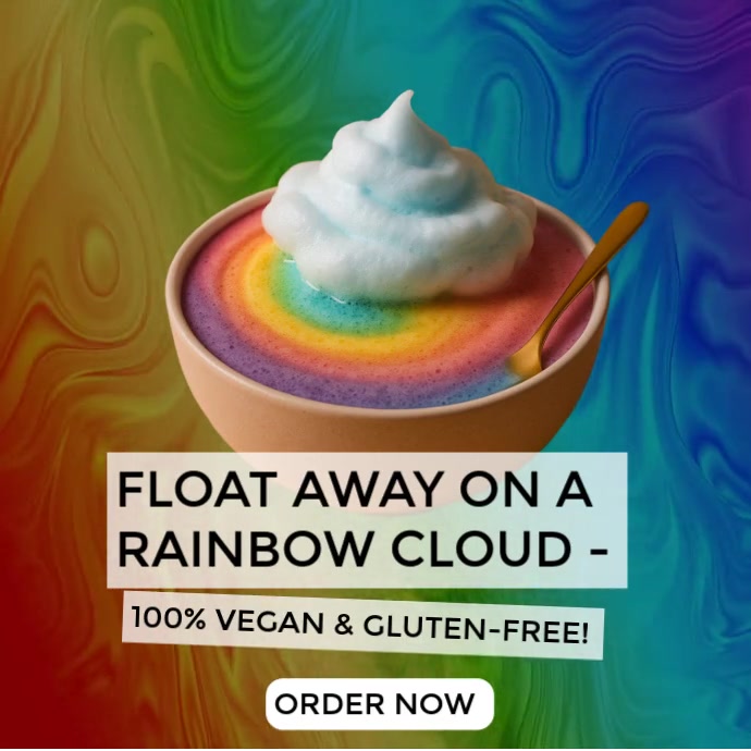 Joyful Rainbow Cloud Smoothie Bowl (vegan Delight) Instagram Post template