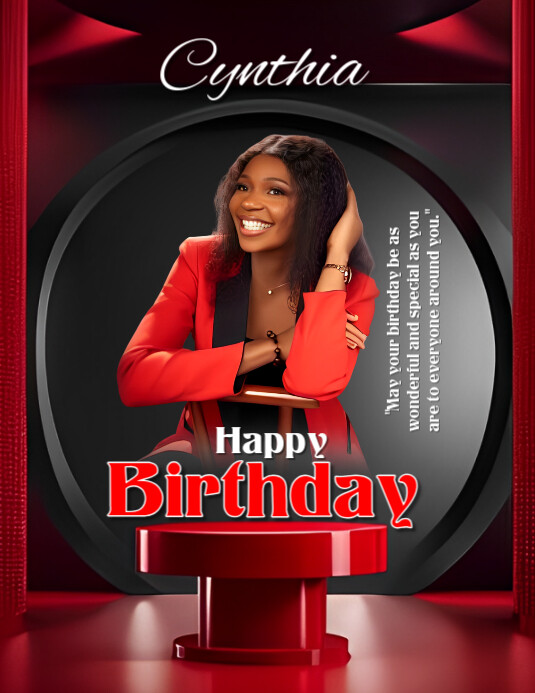 Joyful Red And Black Background Joyful Happy Birthday  Flyer (us Letter) Pamflet (Letter AS) template