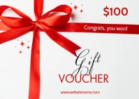 Joyful Red And White Elegant Gift Voucher  Postcard template