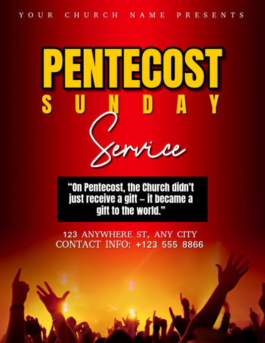 Joyful Red Background Maximalist Pentecost Sunday  Flyer (us Letter) template