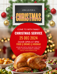 Joyful Red Joyful Christmas Dinner Invitation Social Media Post Flyer (us Letter) template