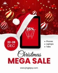 Joyful Red Sale Christmas Portrait Video template