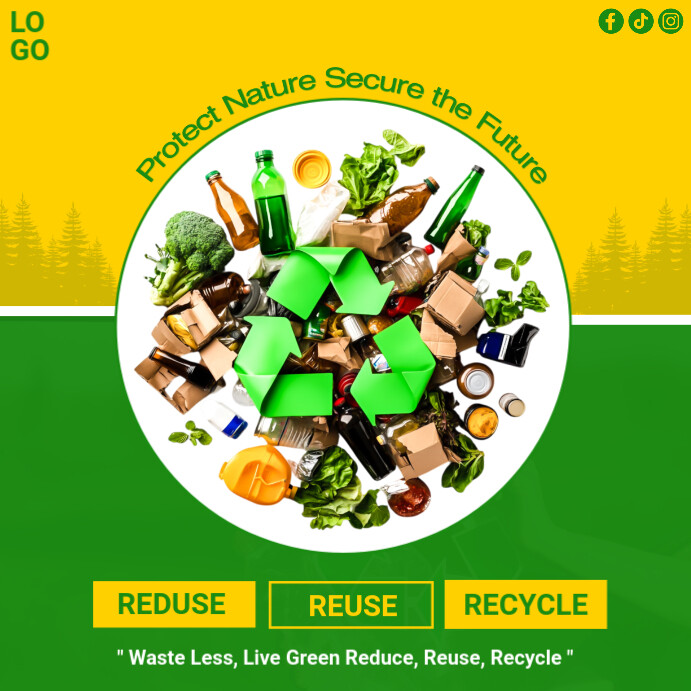 Modèle Joyful Reduce Reuse Recycle and Green Cycle Instagram Post ...