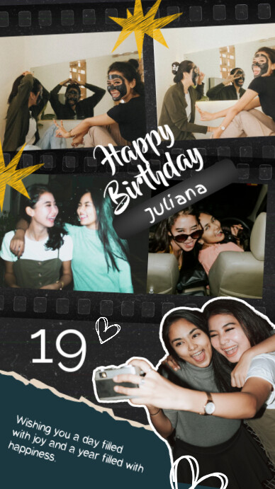 Joyful Retro Film Birthday Collage Instagram Story template