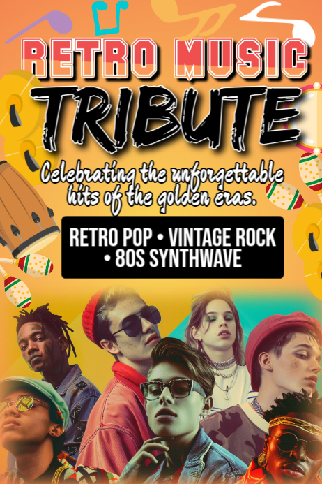Poster Tribute Example Joyful Retro Music Tribute Poster Template | PosterMyWall