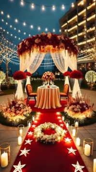 Romantic Outdoor Dinner Setup Digitalt display Template