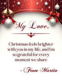 Joyful Romantic Christmas Letter Printable Floral Card Love Message Holiday Well Wishes Design Flyer template