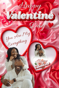 Joyful Romantic Valentine Photo Frame Template – Happy Valentine’s Day Design Pinterest Graphic