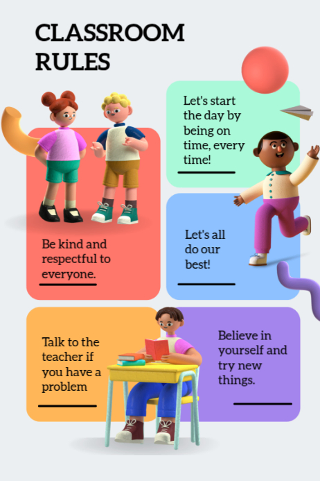 Joyful School Classroom Rules Poster Template | PosterMyWall