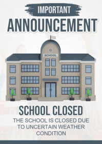 Белый School Closure Announcement A4 Template