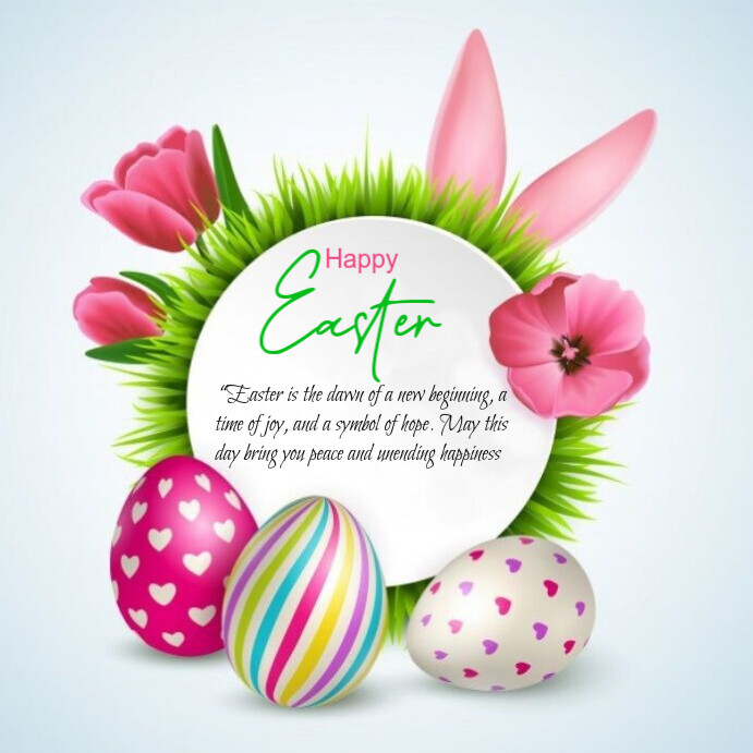 Joyful Simple Easter Greeting Card And Best Wishes  Instagram Post template