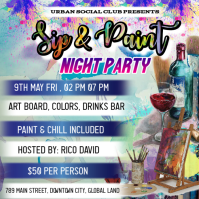 Joyful Sip and Paint Night Party Instagram Post template