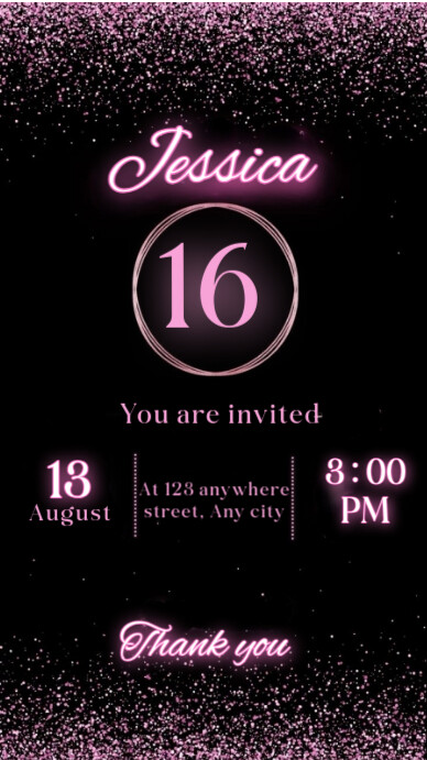 Joyful Sixteenth Birthday Invitation Instagram Story template