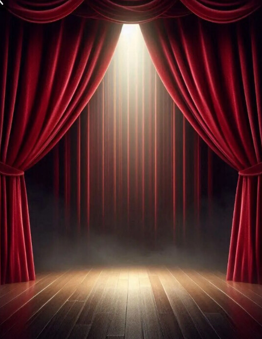 Joyful Smoky Effect Red Curtain Stage Background  Flyer (us Letter) template