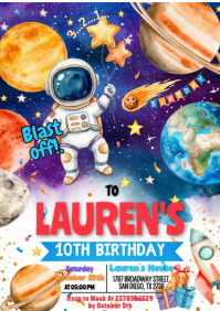 Joyful Space-themed Birthday Party A5 template
