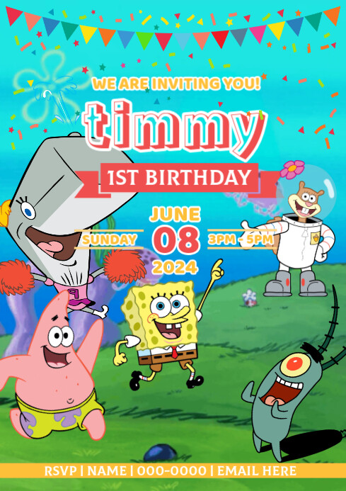 Joyful Spongebob  A4 template