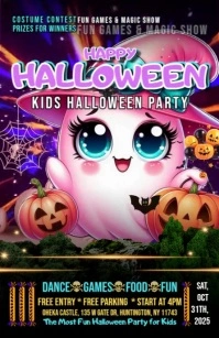 Joyful Spooky Fun For Kids – Halloween Party Half Page Wide template