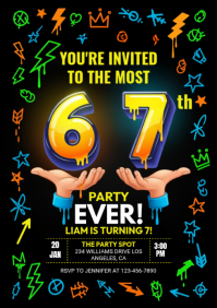 Joyful Sports Birthday Invitations A4 template