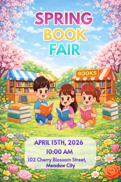 Joyful Spring Book Fair Poster Template | PosterMyWall