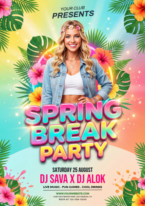 Plantilla de Joyful Spring Break Party A4 | PosterMyWall