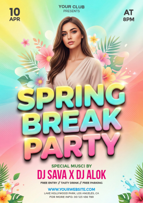 Joyful Spring Break Party A4 Template | PosterMyWall