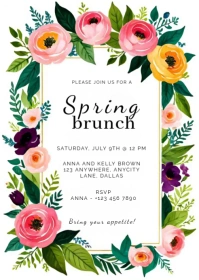 Joyful Spring Garden Brunch Invitation  A6 template