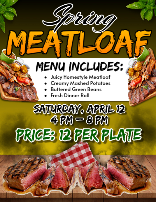 Plantilla de Joyful spring meatloaf menu flyer | PosterMyWall