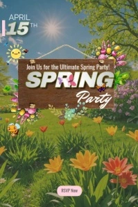 Joyful Spring Party Invite Poster template