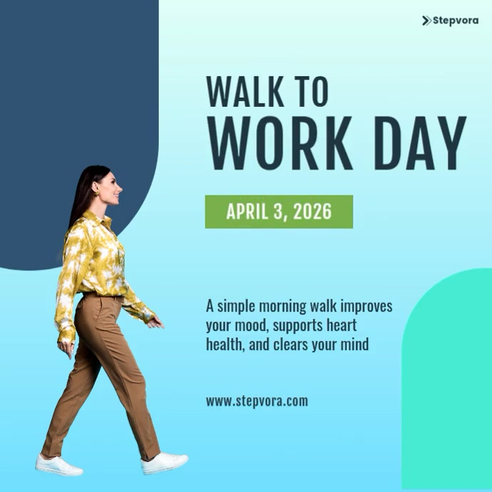 Joyful Square Slideshow Walk to Work Day Template | PosterMyWall