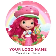 Joyful Strawberry Frutillita Girl Cartoon  Logo template