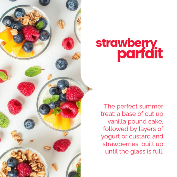 Joyful Strawberry Parfait Instagram Post Template | PosterMyWall