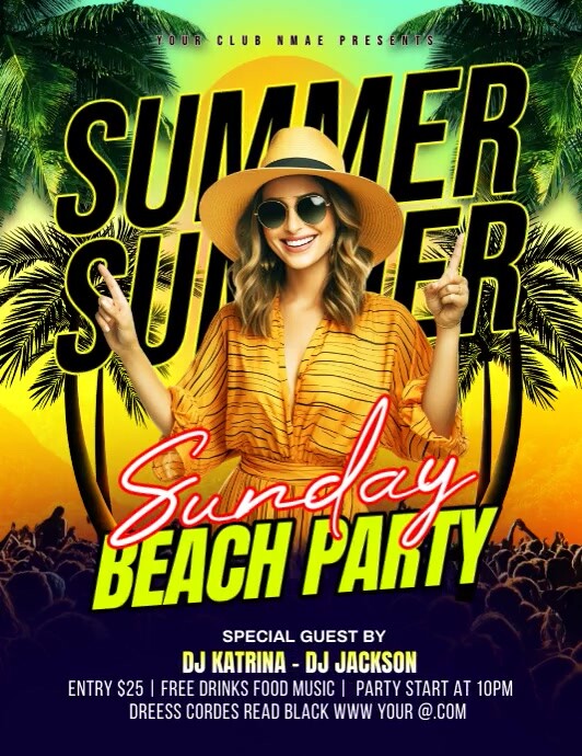 Joyful Summer Beach Party Flyer Flyer (us Let template