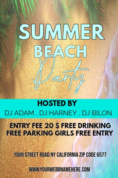 Joyful Summer Beach Party   Poster Iphosta template
