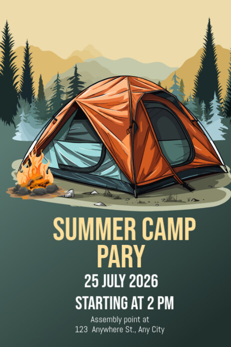 Joyful Summer Camp Party Invitation Poster Iphosta template