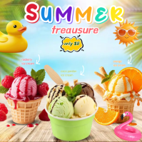 Summer Ice Cream Promotion Post Instagram Template