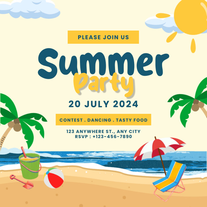 Joyful Summer Party Instagram Post Template | PosterMyWall