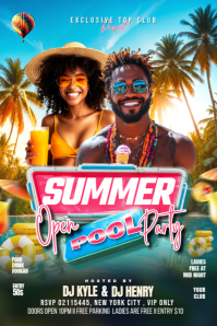 Joyful Summer Pool Party Banner 4' × 6' template