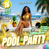 Joyful Summer Pool Party Square Video สี่เหลี่ยมจัตุรัส (1:1) template