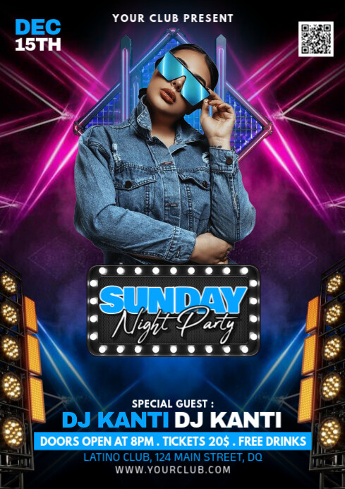 Joyful Sunday Night Party A4 template