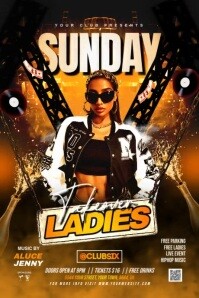 Joyful Sunday Takeover Ladies Night Party  Poster template
