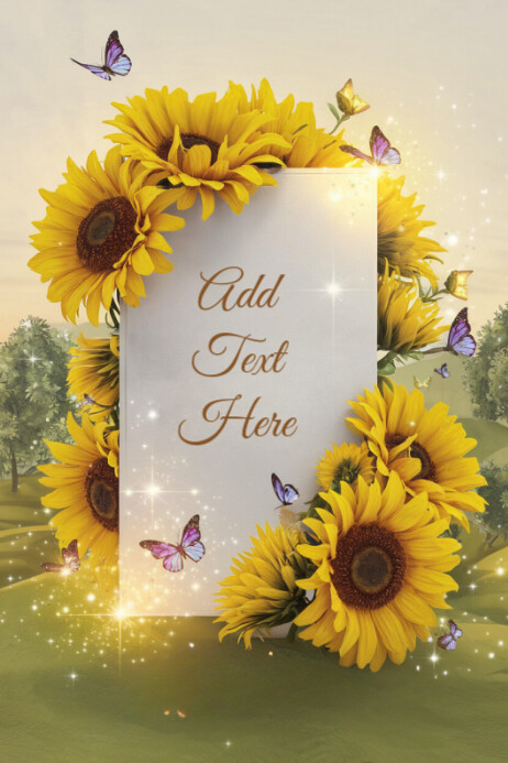Joyful Sunflower Background Romantic Love Quote Card Template Design For Sweetheart, Anniversary & W Plakkaat