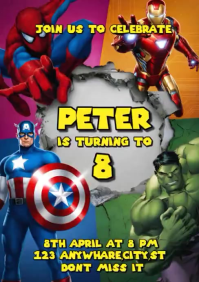 Superhero Birthday Party A4 Template