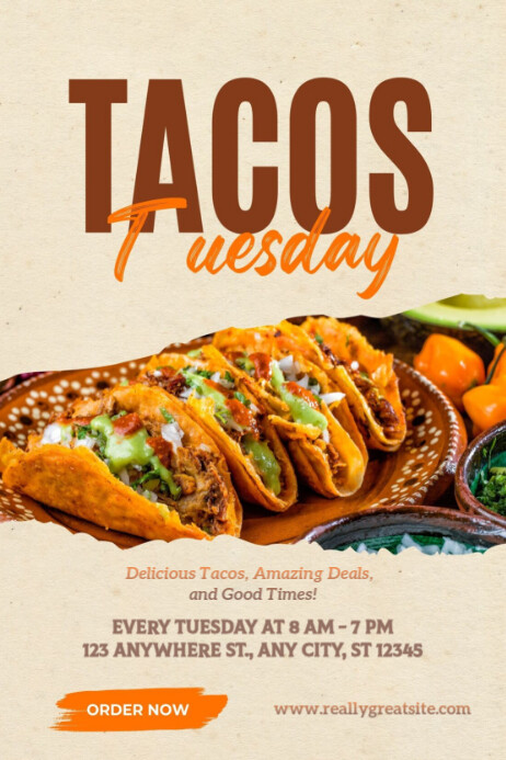 Joyful Taco Tuesday Flyer – Bold Mexican Flavors & Weekly Food Deals Poster Cartaz template