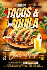 Joyful Tacos & Tequila Cinco de Mayo Celebration Poster Plakkaat template