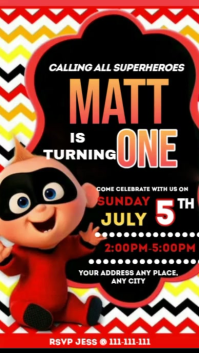 Joyful The Incredible Birthday Invite Digital Display (9:16) template